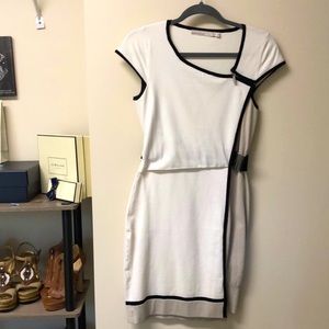 Karen Millen S white black gray colorblock dress